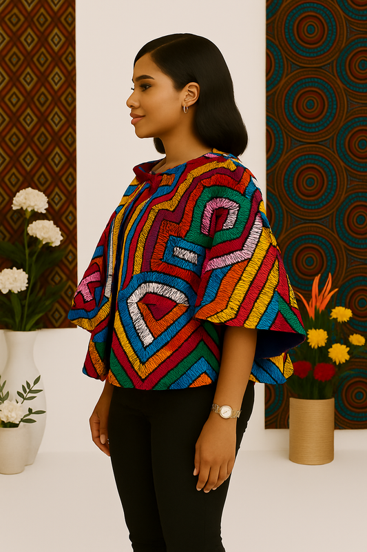 Heritage Luxe Ankara Cape Top - Multicolor Edition