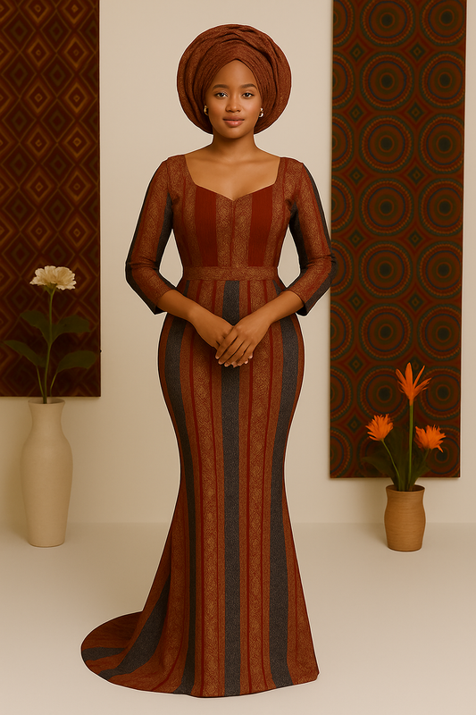 Royal Heritage Aso Oke Gown - Luxe Red & Gold Edition