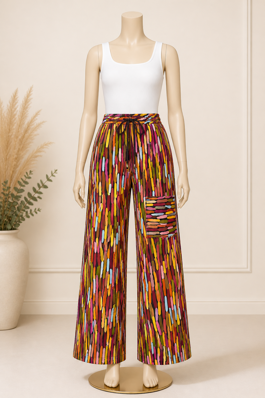 Vibrant Ankara Wide-Leg Pants with Statement Pocket