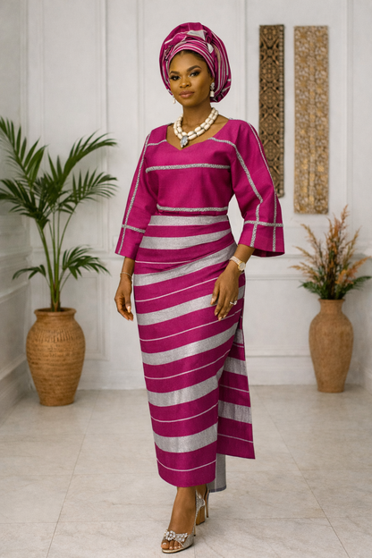 Arewa Regal Aso-Oke Two-Piece Set