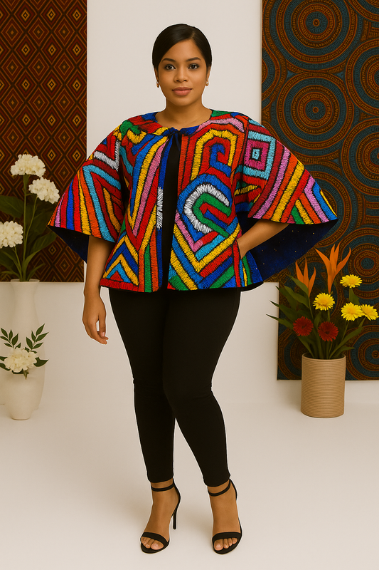 Heritage Luxe Ankara Cape Top - Multicolor Edition
