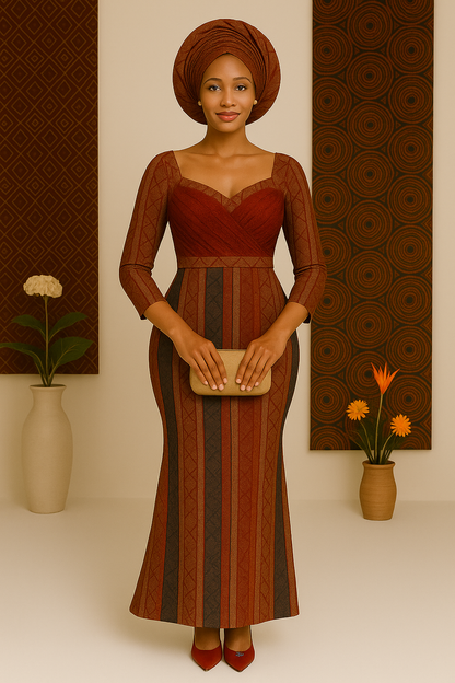 Royal Heritage Aso Oke Gown - Luxe Red & Gold Edition