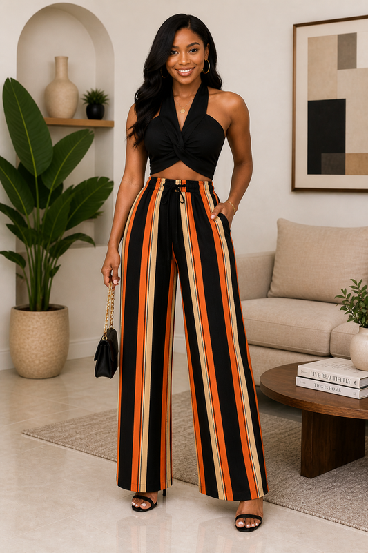 Beautbydee Aso-Oke Striped Palazzo Trousers