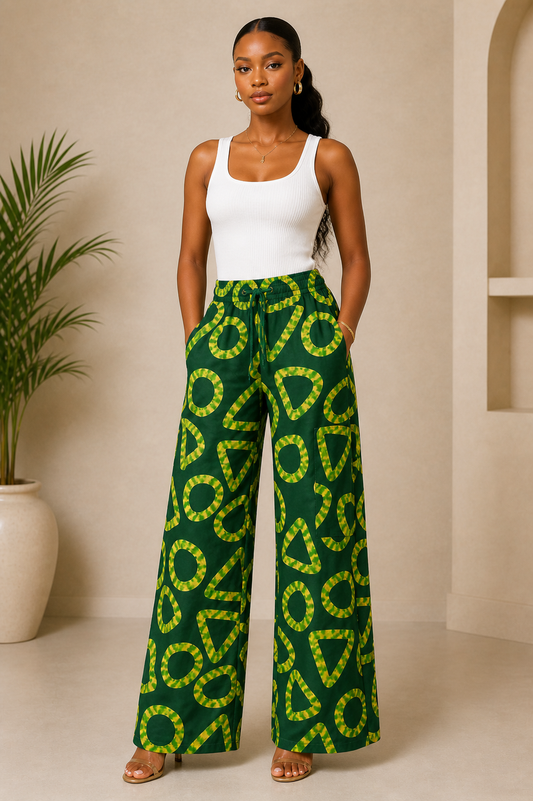High-Waist Ankara Palazzo Pants
