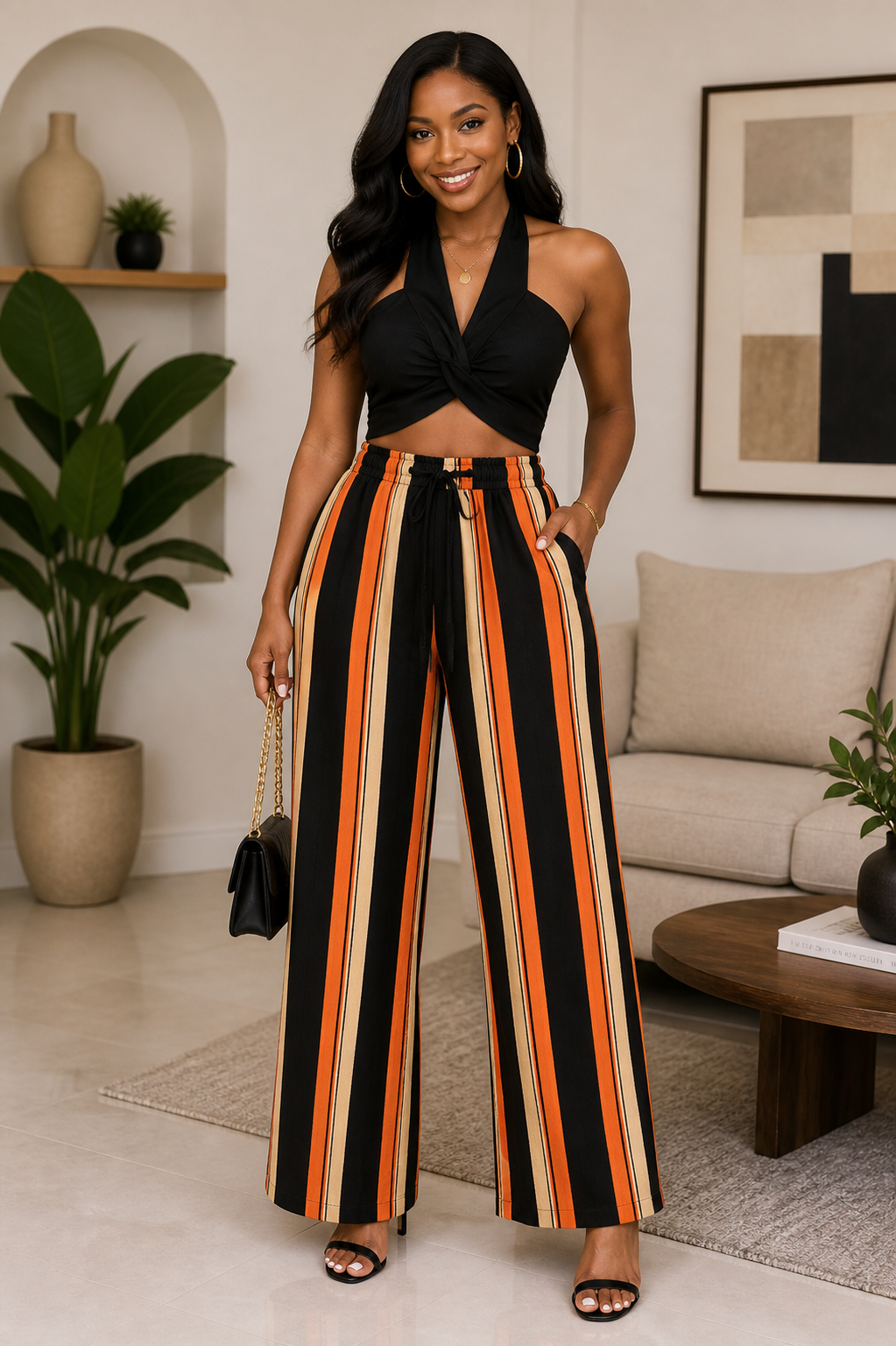 Beautbydee Aso-Oke Striped Palazzo Trousers