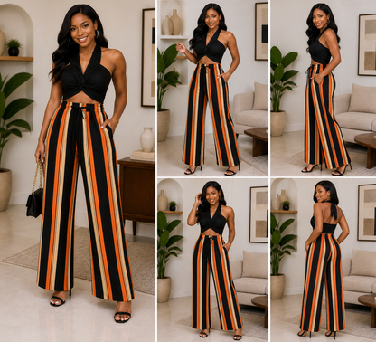 Beautbydee Aso-Oke Striped Palazzo Trousers