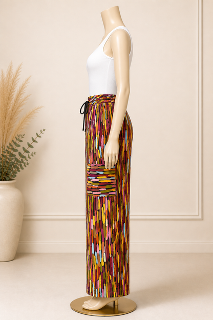 Vibrant Ankara Wide-Leg Pants with Statement Pocket
