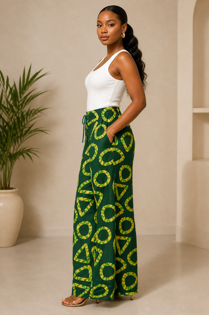 High-Waist Ankara Palazzo Pants
