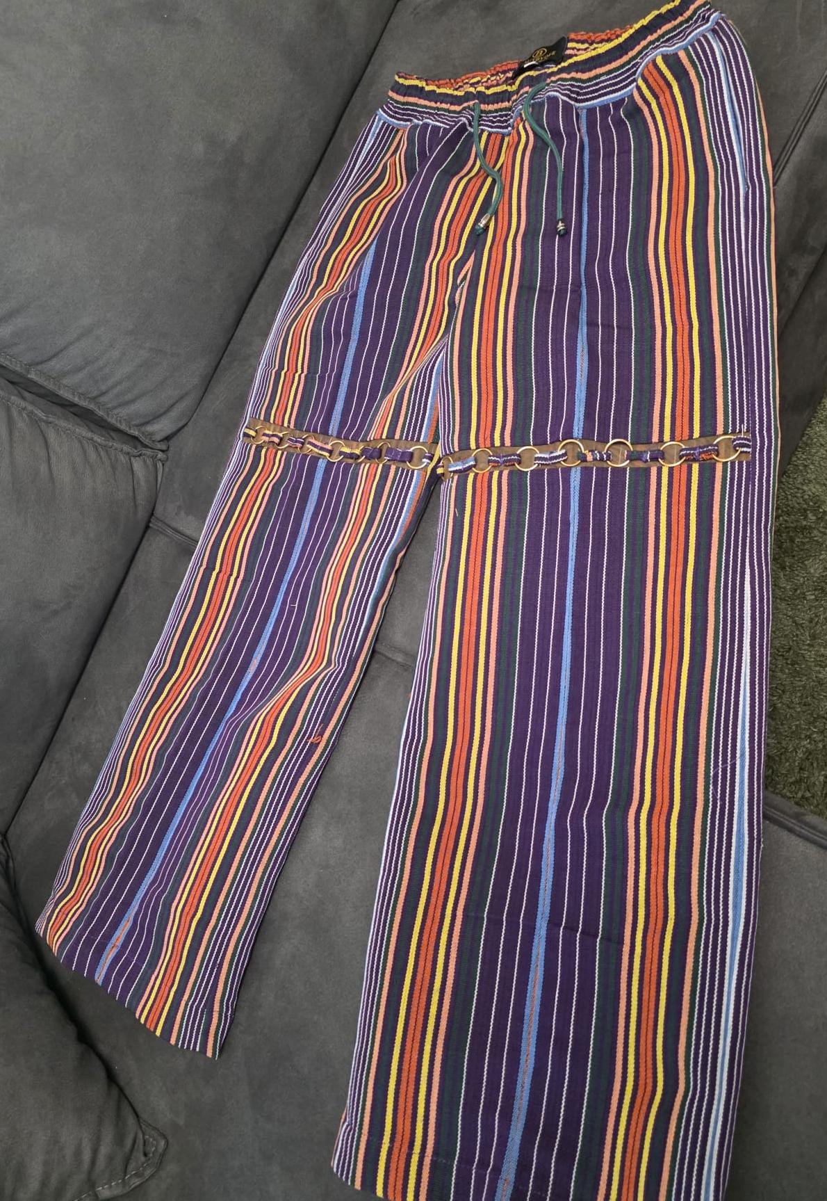 Multicolor Asooke Stripe Wide-Leg Pants