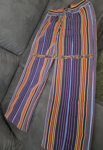 Multicolor Asooke Stripe Wide-Leg Pants